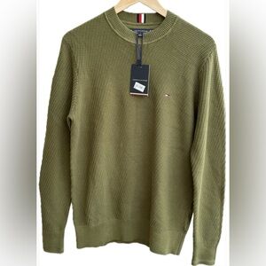 NWT Tommy Hilfiger Olive Green Textured Crewneck Sweater (M)